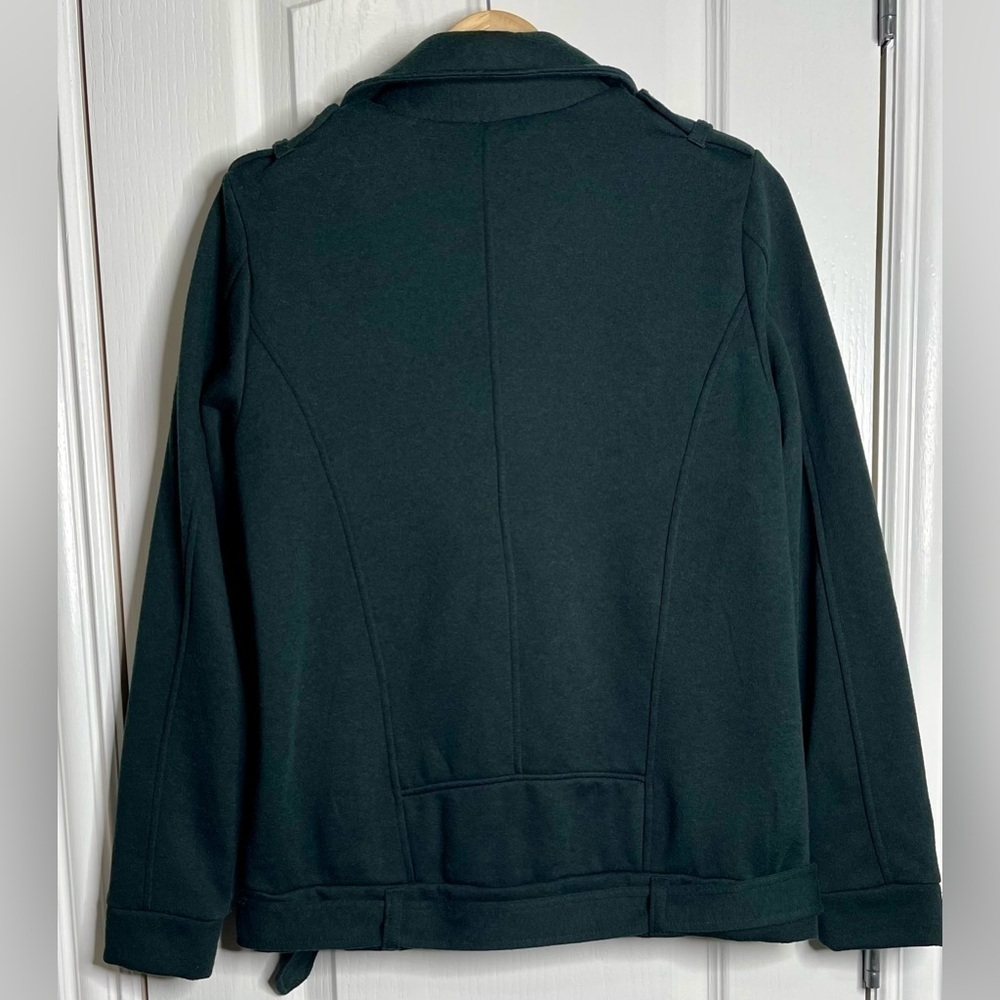 Vero Moda Biker Moto Dark Green Cotton Blend Jacket Size Medium - Picture 2 of 7
